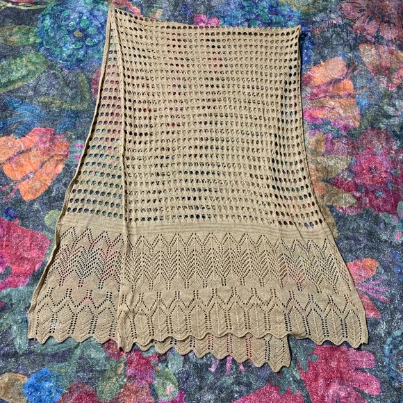 Fraas Lightweight Tan Crocheted Scarf - Picture 7 of 11